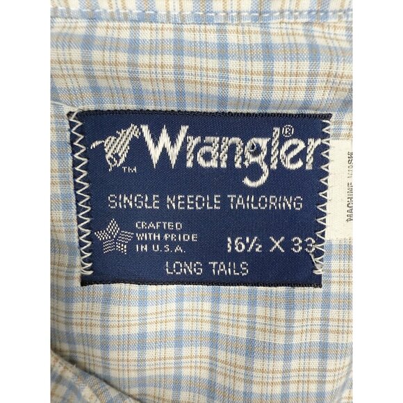 Wrangler Vintage Western Pearl Snap‎ Button Up Shirt Size 16-1/2 x 33 Made USA - Picture 5 of 11